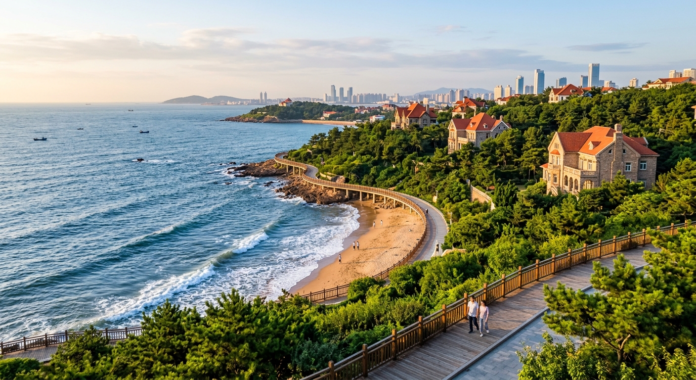 Qingdao coastal scenery and Badaguan villas